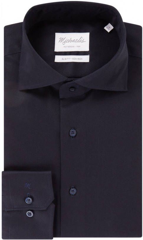 Michaelis Slim fit strijkvrij overhemd met cut away kraag