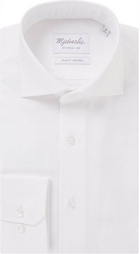 Michaelis Slim fit strijkvrij overhemd met cut away kraag