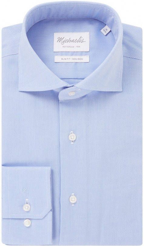 Michaelis Slim fit strijkvrij overhemd met cut away kraag