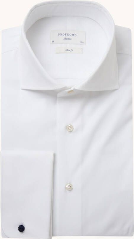 Profuomo Royal Twill No 7 slim fit overhemd met dubbele manchetten