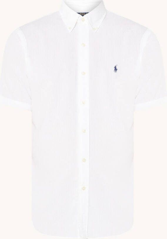 Ralph lauren overhemd korte mouw in uni katoen stretch Heren