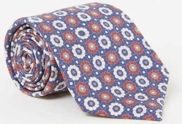 Profuomo Stropdas van zijde met bloemenprint