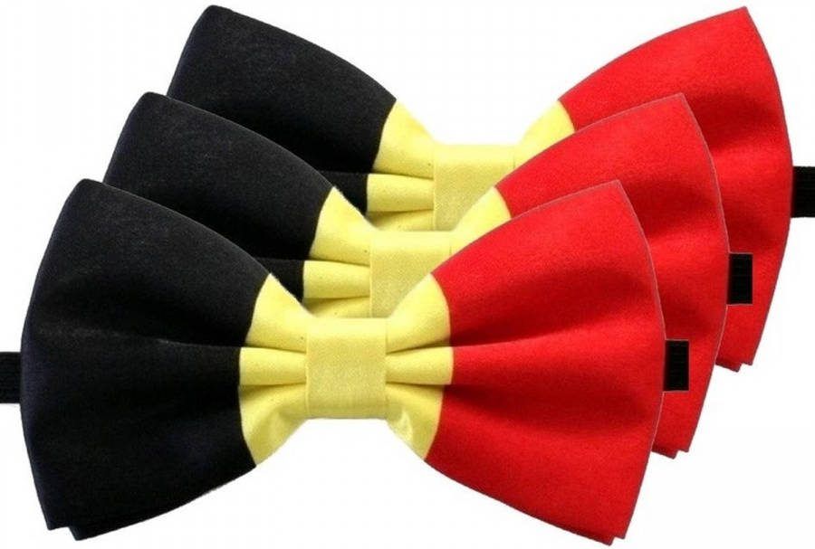 Merkloos 3x Belgie Verkleed Vlinderstrikken/vlinderdassen 12 Cm Voor Dames/heren Verkleedstrikjes