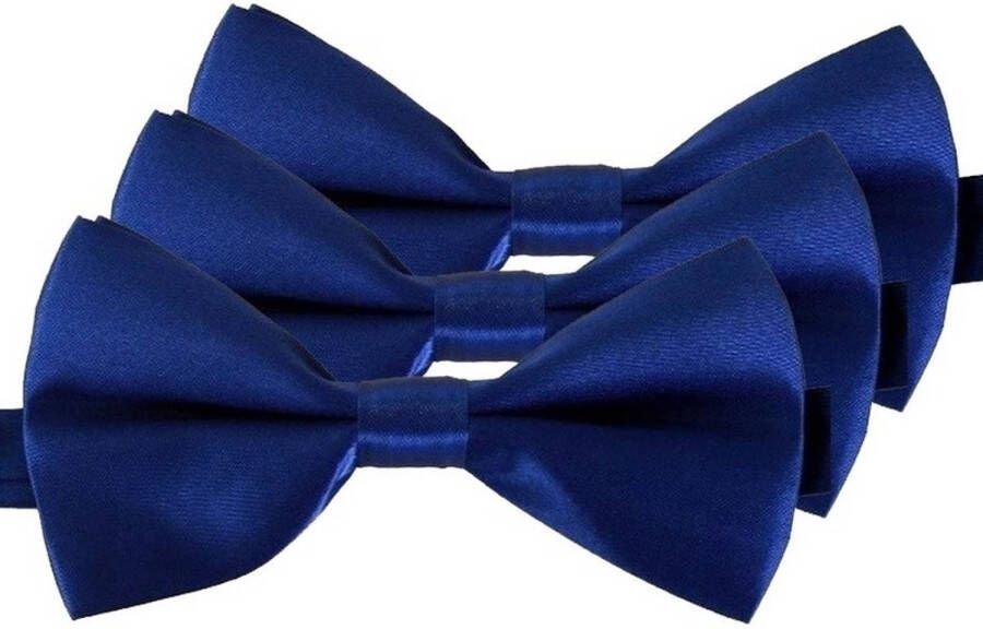 Merkloos 3x Blauwe Verkleed Vlinderstrikjes 12 Cm Voor Dames/heren Verkleedstrikjes