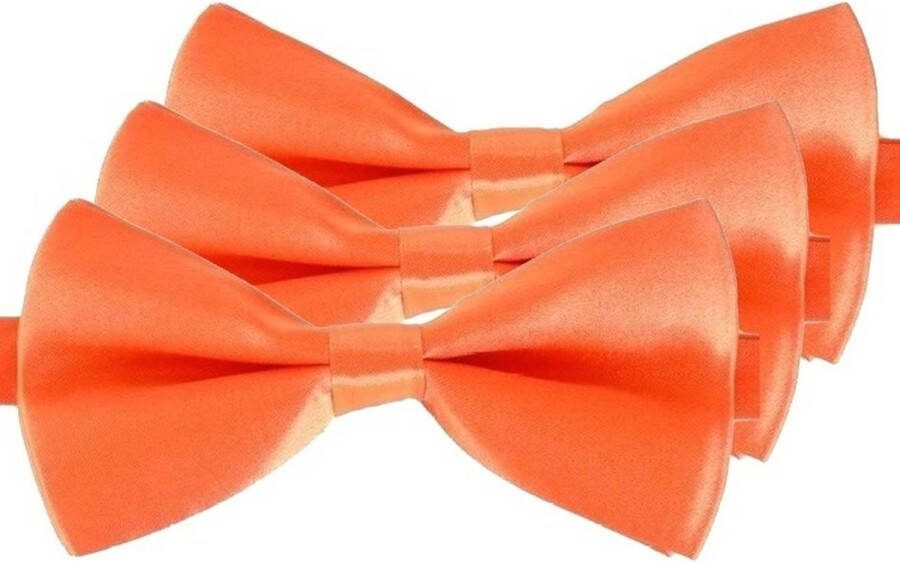 Merkloos 3x Oranje Verkleed Vlinderstrikken/vlinderdassen 14 Cm Voor Dames/heren Verkleedstrikjes