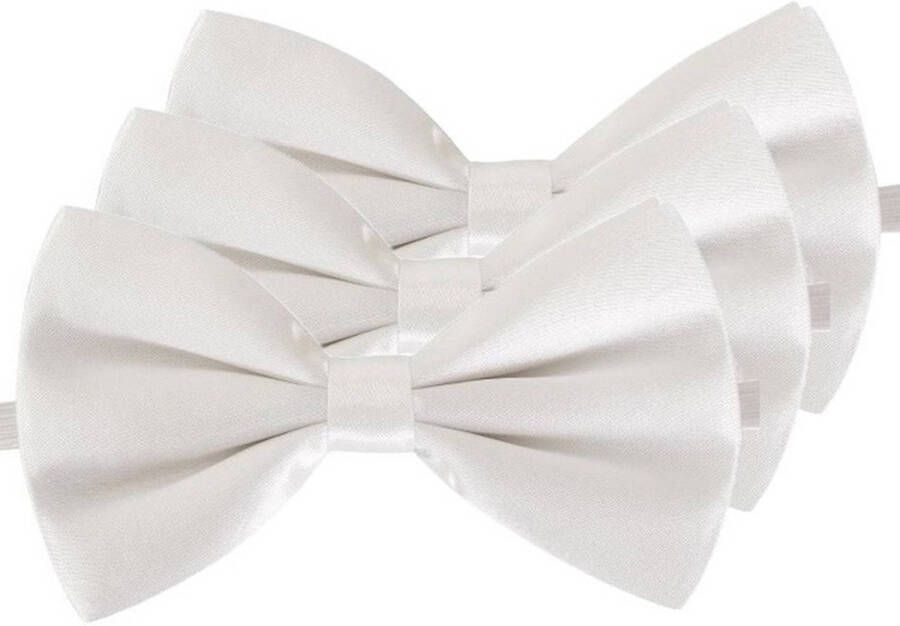Merkloos 3x Witte Verkleed Vlinderstrikjes 12 Cm Voor Dames/heren Verkleedstrikjes