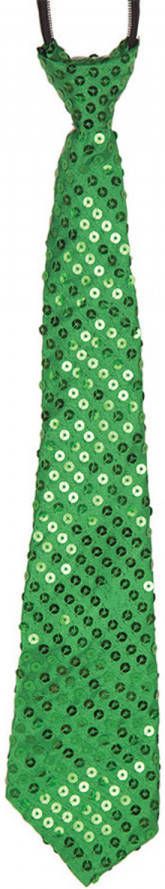 Merkloos Groene Pailletten Stropdas 32 Cm Verkleedstropdassen