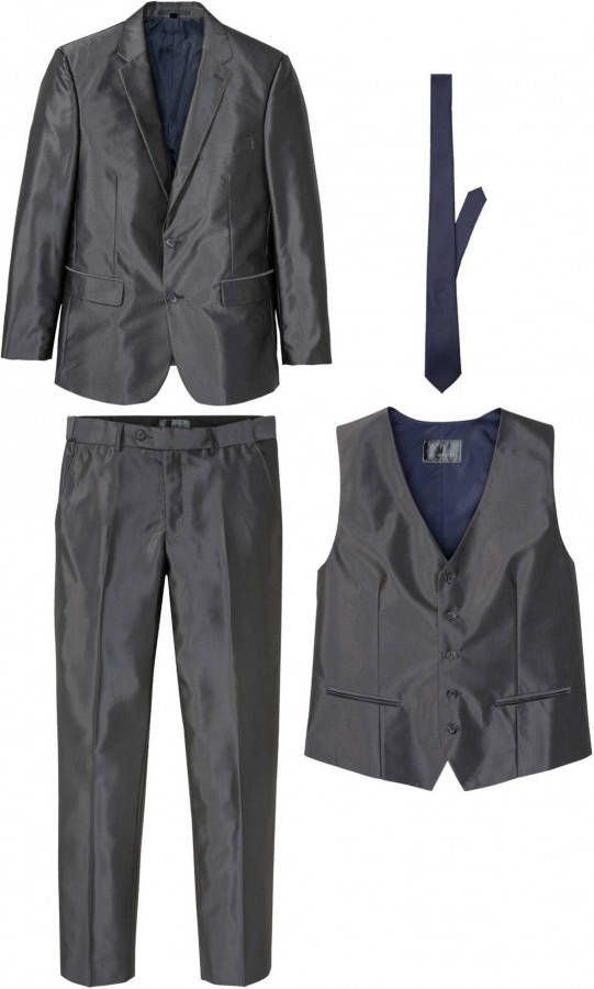 bonprix Pak(4 dlg. set) colbert, broek met comfortband, gilet, stropdas