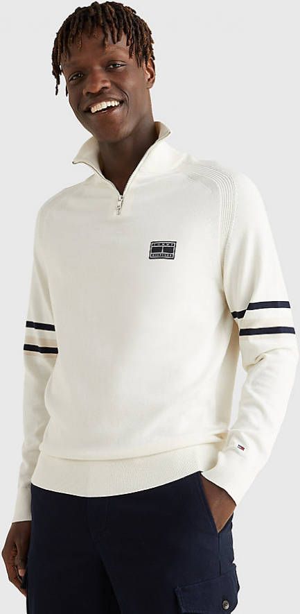 Tommy Hilfiger Fijngebreide pullover van biologisch katoen met halve rits