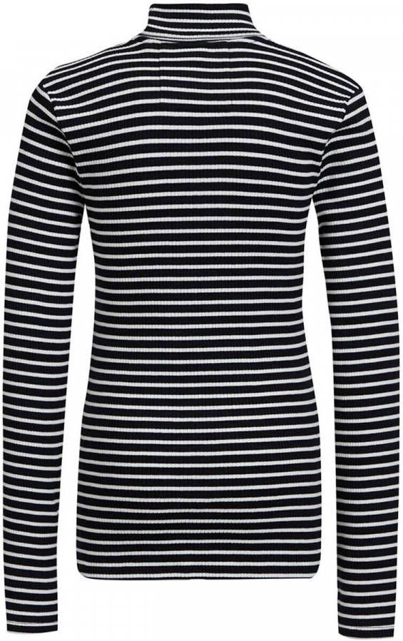 WE Fashion gestreepte ribgebreide longsleeve zwart/wit