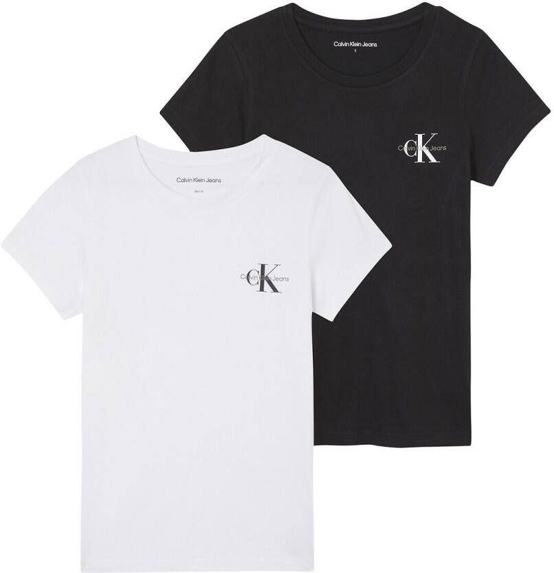 Calvin klein T shirt met ronde hals, korte mouwen en print vooraan