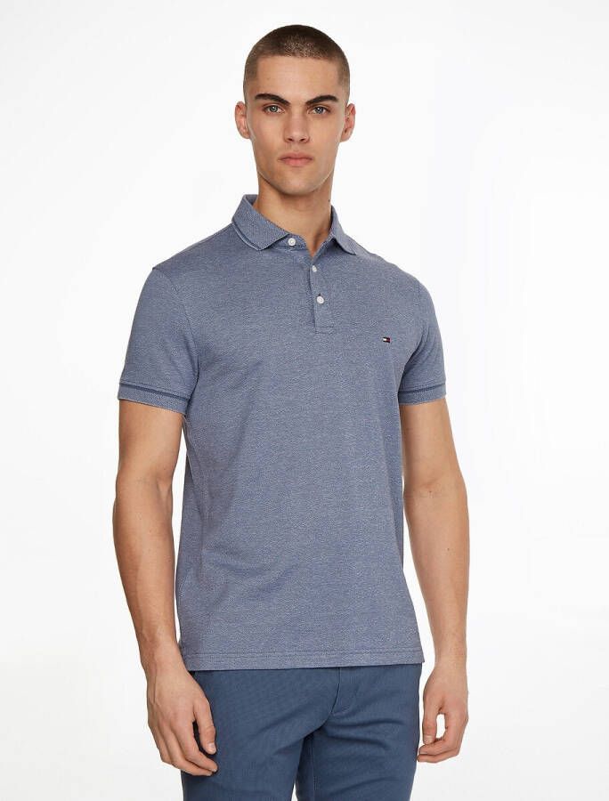 Tommy Hilfiger Slim fit polo met gemê, leerd dessin en getipte boorden