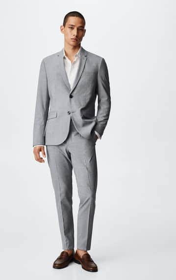 Mango Paulo super slim fit pantalon met ruitdessin en steekzakken