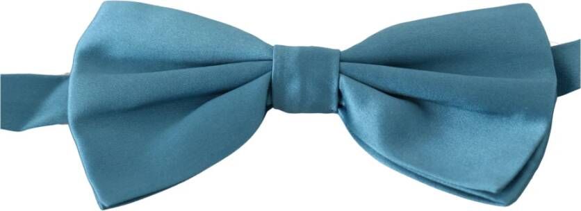 Dolce & Gabbana Blauwe Zijde Verstelbare Neck Papillon Bow Tie , Blauw, Heren