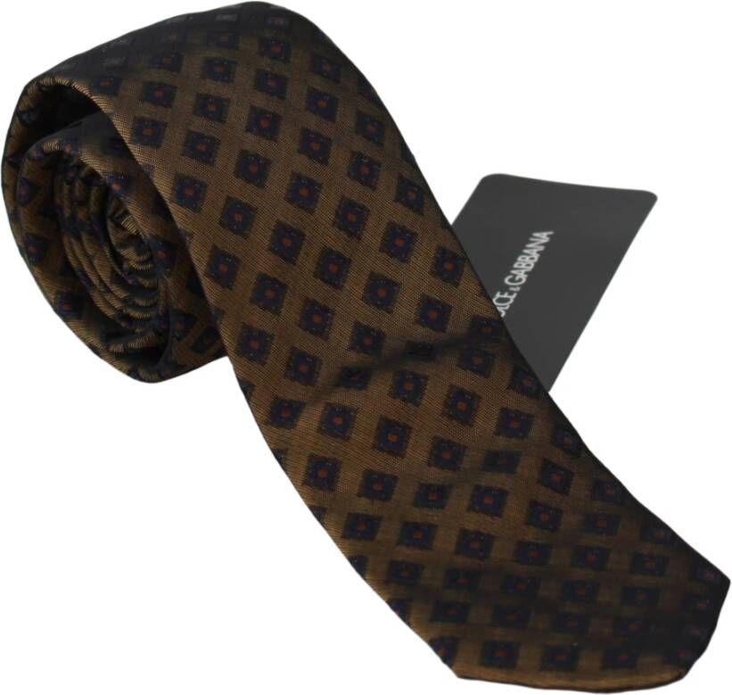 Dolce & Gabbana Silk Plein Print Wide Stropdas , Blauw, Heren