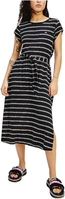 Tommy Jeans gestreepte T-shirtjurk met biologisch katoen zwart