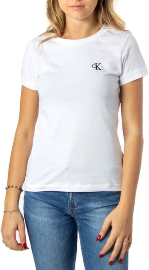 Calvin Klein T shirt CK EMBROIDERY SLIM TEE met geborduurd ck logo op borsthoogte