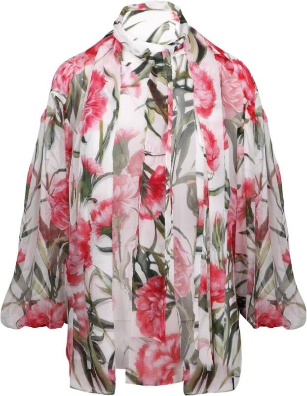 Dolce Gabbana Carnations Print Chiffon Shirt , Roze, Dames