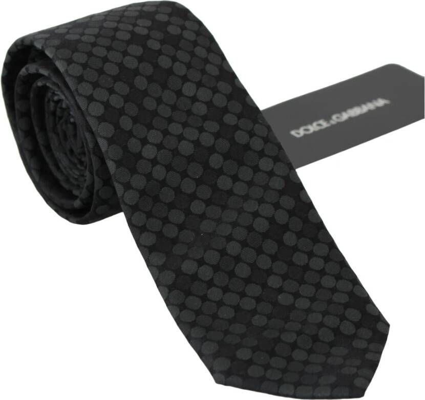 Dolce & Gabbana Polka Dot Mens Slimecktie Tie , Grijs, Heren