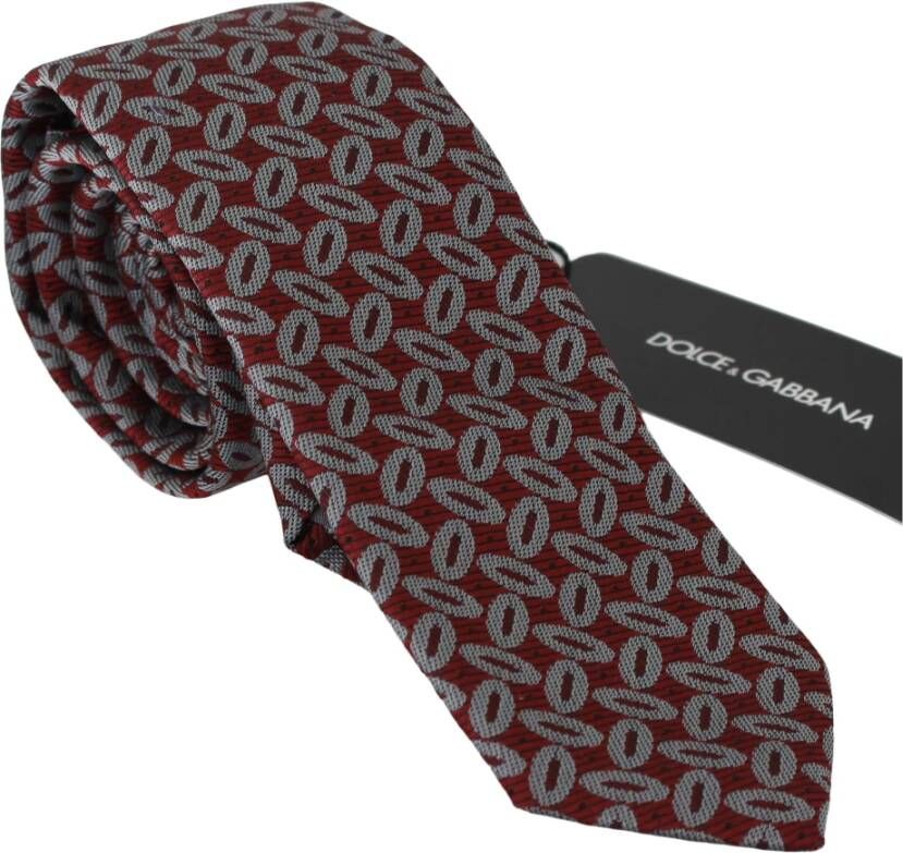 Dolce & Gabbana Rood 100% zijden bedrukte brede stropdas mannen stropdas , Rood, Heren