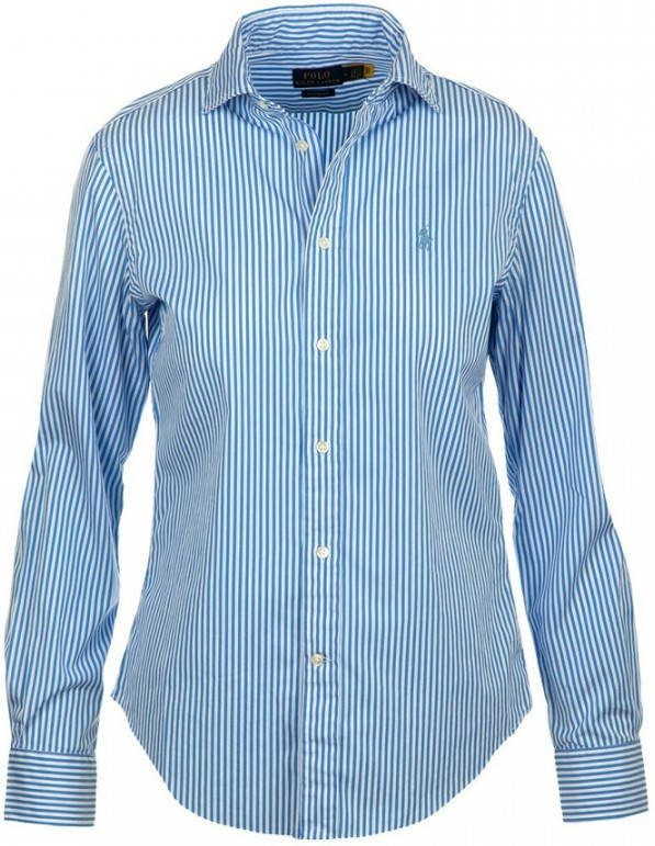 POLO Ralph Lauren gestreepte blouse EST GEORGIA LONG SLEEVE SHIRT lichtblauw/wit
