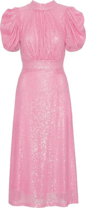 Rotate Birger Christensen Maxi Puffy Sleeve Dress , Roze, Dames