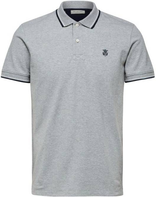 SELECTED HOMME slim fit polo met biologisch katoen grijs