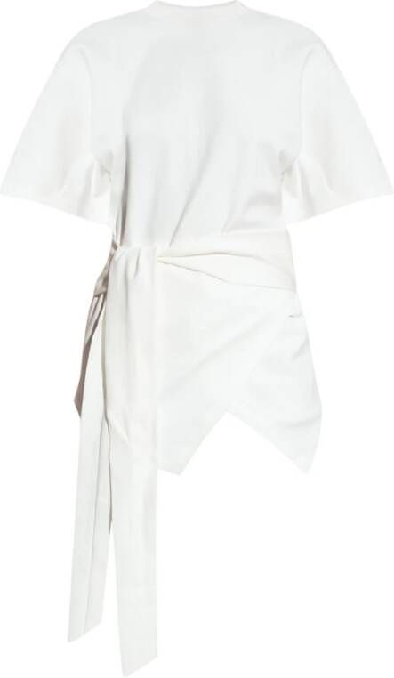 The Attico Mabel asymmetrisch T shirt met stropdas taille , Wit, Dames