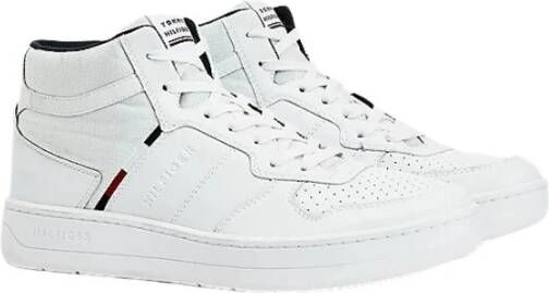 Tommy Hilfiger Lederen mand stijl hoge sneakers , Wit, Heren