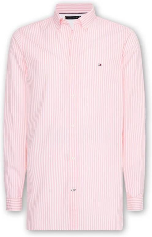 Tommy Hilfiger Slankatuurlijk zacht streep shirt , Roze, Heren