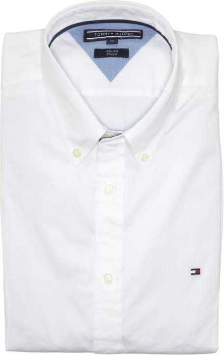 Tommy Hilfiger Witte Casual Overhemd Core Stretch Slim Poplin Shirt