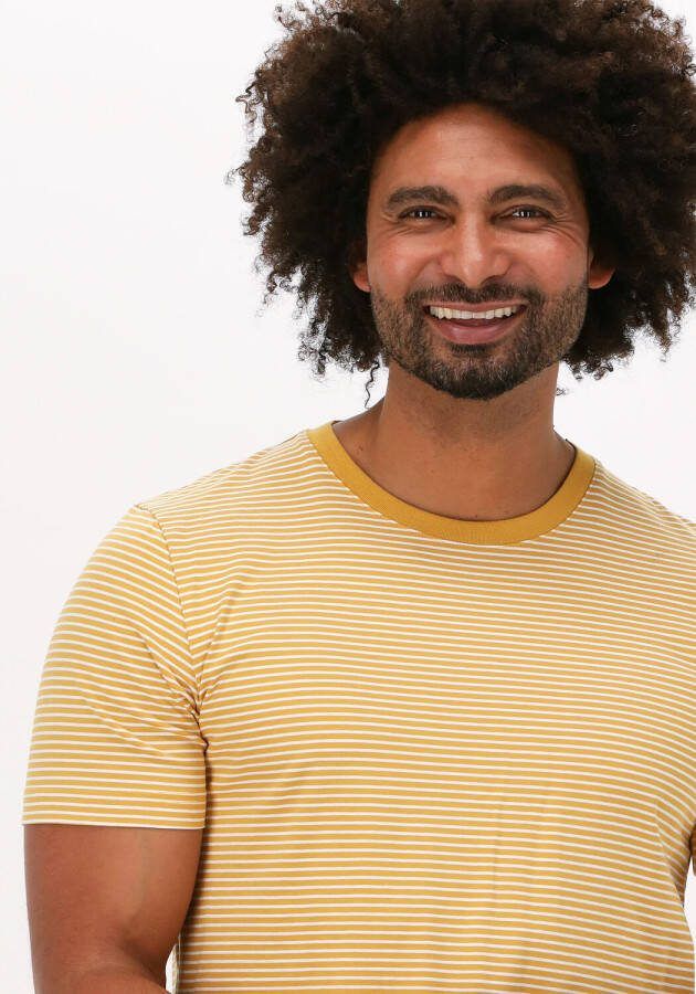 SELECTED HOMME gestreept T shirt SLHNORMAN180 van biologisch katoen golden spice/bright white