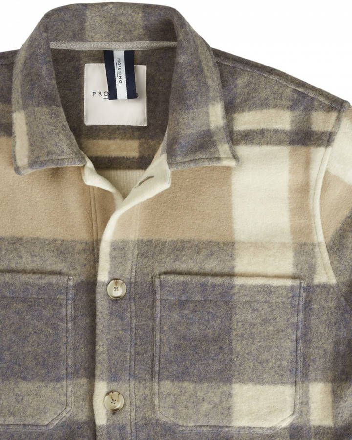 Profuomo Geruit Overshirt Beige Heren