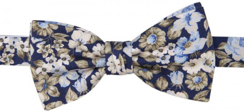 Profuomo Vlinderdas van zijde met bloemenprint