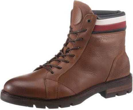 Tommy Hilfiger Veterlaarzen ELEVATED RWB COLLAR LTH BOOT met strepen aan de schachtrand