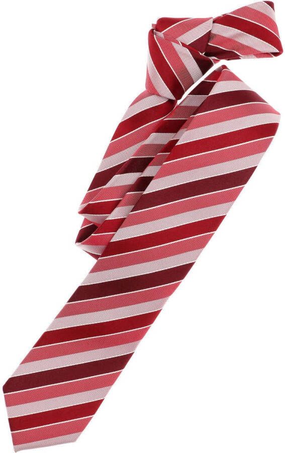 Casa Moda Dunne stropdas donkerrood/rood/lichtrood/zilver, Gestreept