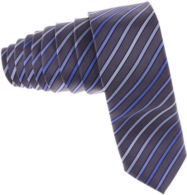 Casa Moda Dunne stropdas grijs/blauw/wit, Gestreept
