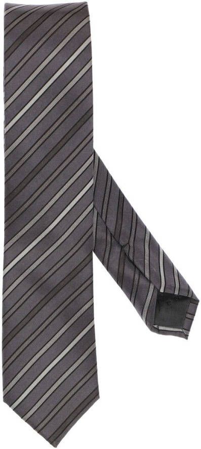 Casa Moda Dunne stropdas grijs/zwart/zilver, Gestreept