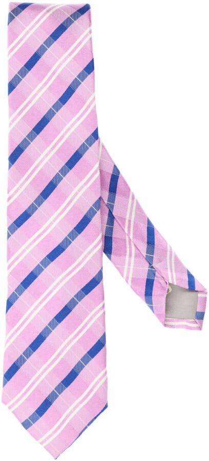 Jacques Britt Stropdas blauw/roze, Gestreept