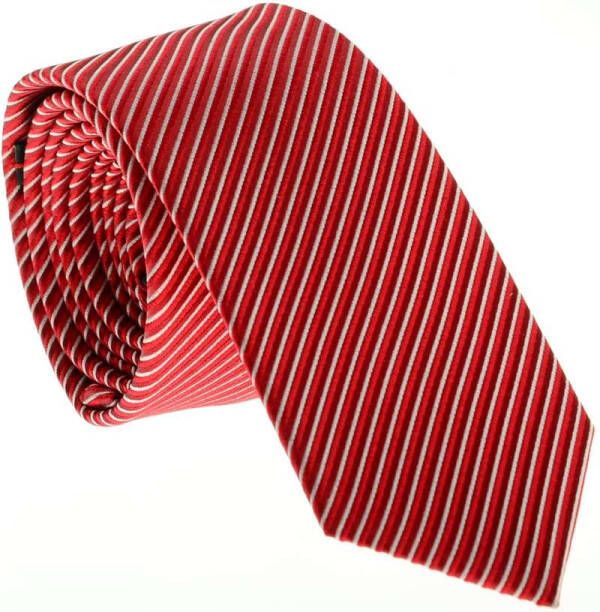 OLYMP Slim Krawatte Dunne stropdas rood/zilver, Gestreept