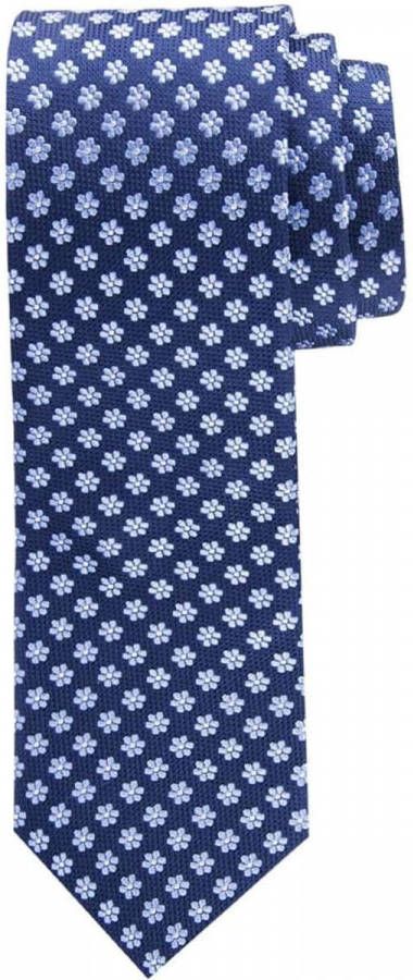 Profuomo stropdas blauw bloem motief zijde ONE SIZE