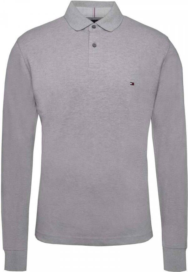 Tommy Hilfiger 1985 Regular Fit Poloshirt lange mouw grijs, Effen