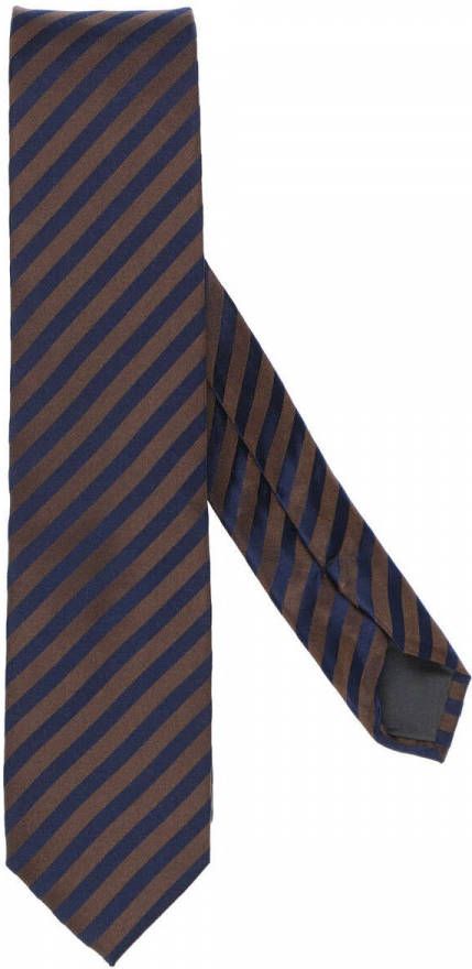 Venti Dunne stropdas blauw/bruin, Gestreept