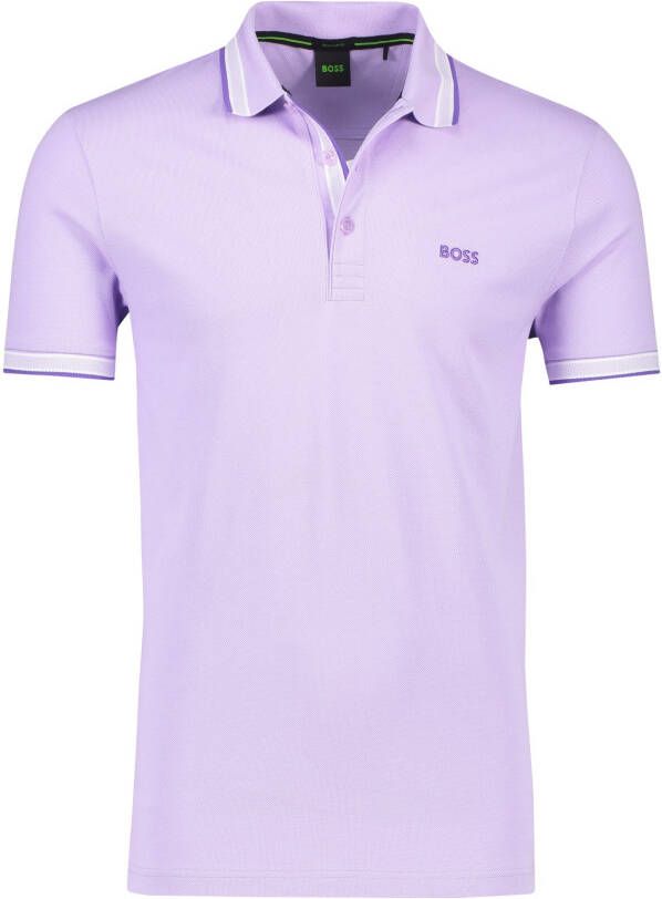 Hugo Boss Paarse polo effen katoen wijde fit