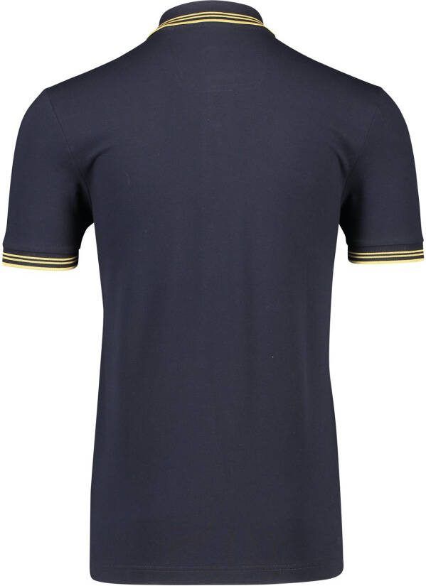 Hugo Boss polo gestreepte kraag donkerblauw effen katoen slim fit