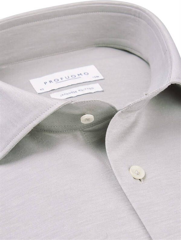 Profuomo Japanese Knitted slim fit overhemd van jersey met stretch