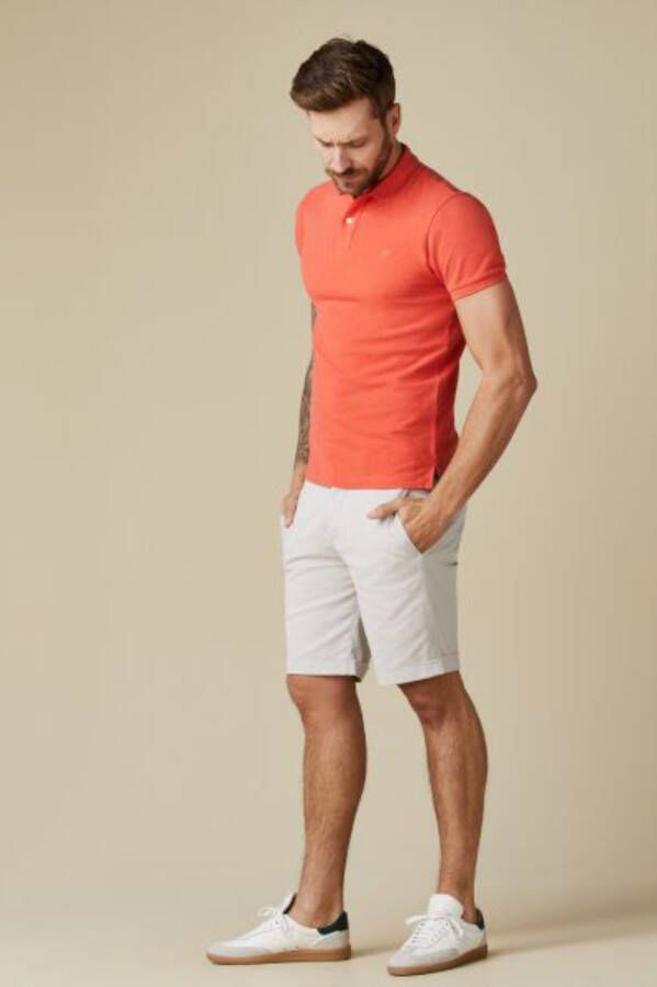 Profuomo slim fit polo van biologisch katoen koraalrood
