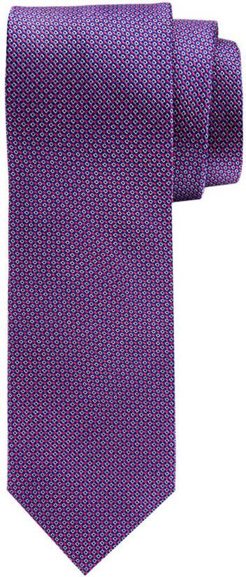 Zijden stropdas Profuomo blauw/rood dessin ONE SIZE