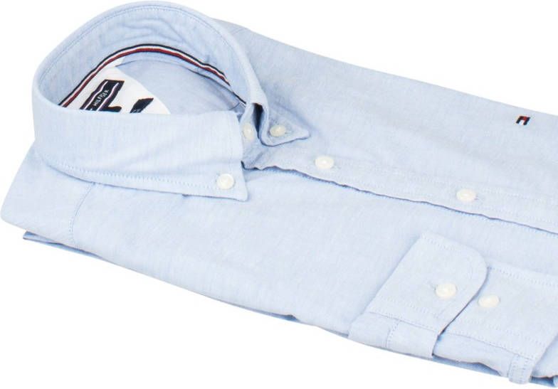 Tommy Hilfiger Blauwe Casual Overhemd Core Stretch Slim Oxford Shirt