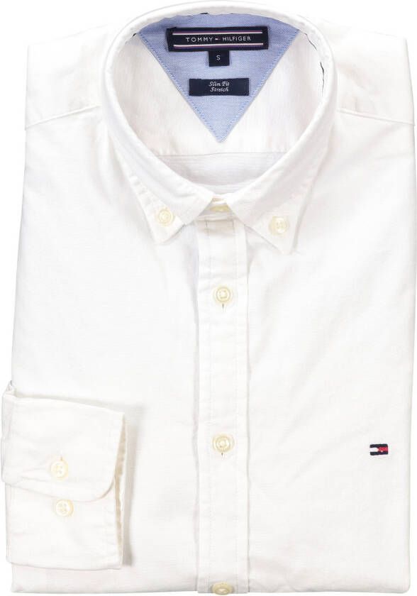 Tommy Hilfiger Witte Casual Overhemd Core Stretch Slim Oxford Shirt